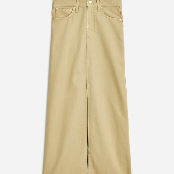 J.Crew Classic denim maxi skirt in khaki NWT. Size 31 - Picture 1 of 9